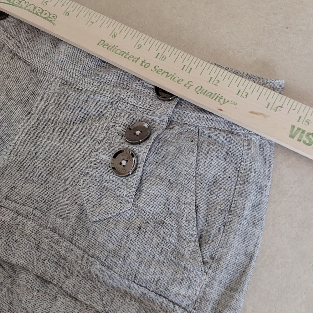 Express Shorts Womens 00 Black & White Linen, Button Front Shorties Beach Casual - Picture 8 of 11